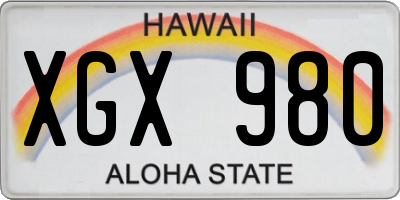 HI license plate XGX980