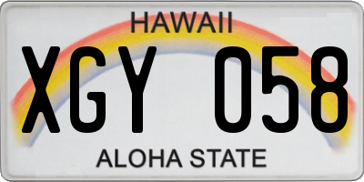 HI license plate XGY058