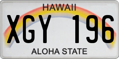 HI license plate XGY196