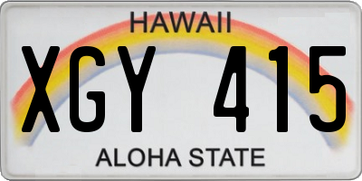 HI license plate XGY415