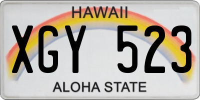 HI license plate XGY523