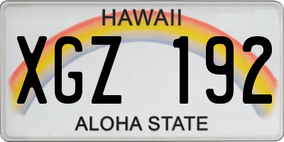 HI license plate XGZ192