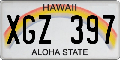 HI license plate XGZ397