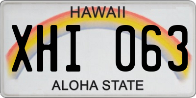 HI license plate XHI063