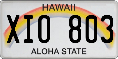 HI license plate XIO803