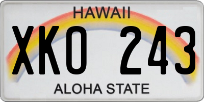 HI license plate XKO243
