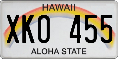 HI license plate XKO455