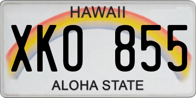 HI license plate XKO855