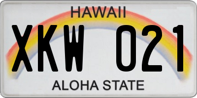 HI license plate XKW021