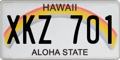 HI license plate XKZ701