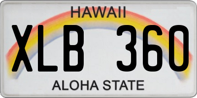 HI license plate XLB360