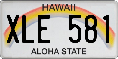 HI license plate XLE581