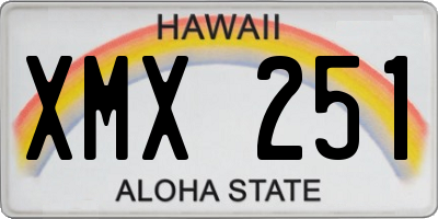 HI license plate XMX251