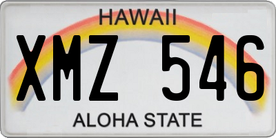 HI license plate XMZ546