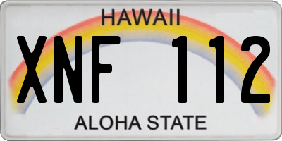 HI license plate XNF112