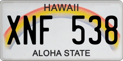 HI license plate XNF538
