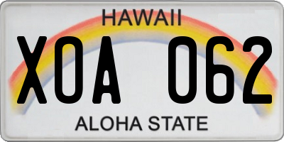 HI license plate XOA062