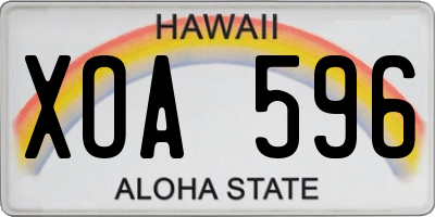 HI license plate XOA596