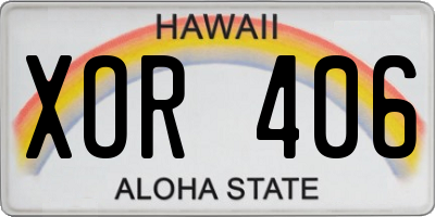 HI license plate XOR406
