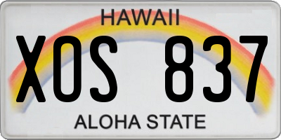 HI license plate XOS837