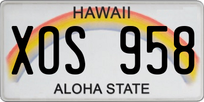HI license plate XOS958