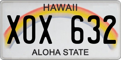 HI license plate XOX632