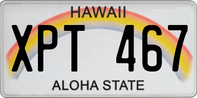 HI license plate XPT467