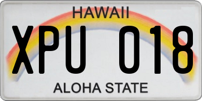 HI license plate XPU018