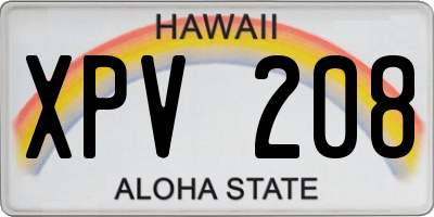 HI license plate XPV208