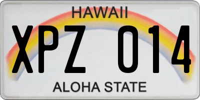 HI license plate XPZ014