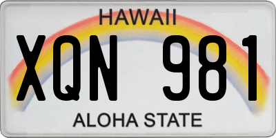 HI license plate XQN981