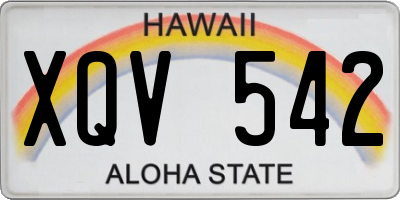 HI license plate XQV542