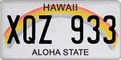 HI license plate XQZ933