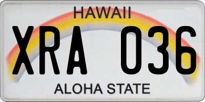 HI license plate XRA036
