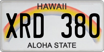 HI license plate XRD380