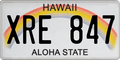HI license plate XRE847