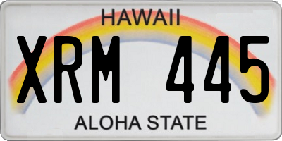 HI license plate XRM445
