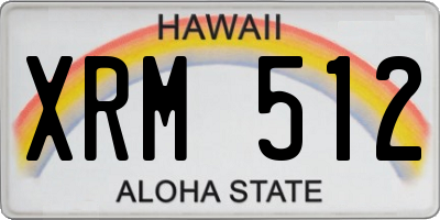 HI license plate XRM512