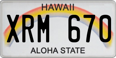 HI license plate XRM670