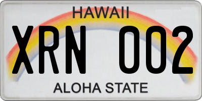 HI license plate XRN002