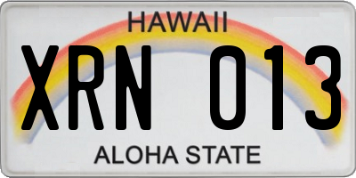 HI license plate XRN013