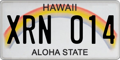 HI license plate XRN014