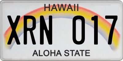 HI license plate XRN017