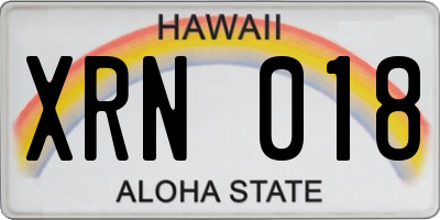 HI license plate XRN018