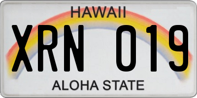 HI license plate XRN019