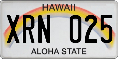 HI license plate XRN025