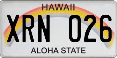 HI license plate XRN026