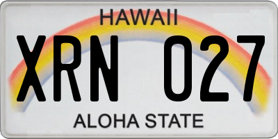 HI license plate XRN027