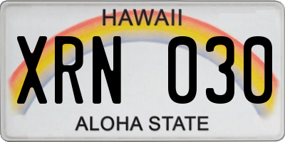 HI license plate XRN030