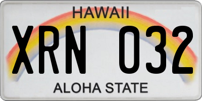 HI license plate XRN032